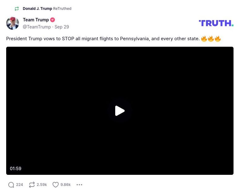 Post image from Donald Trump