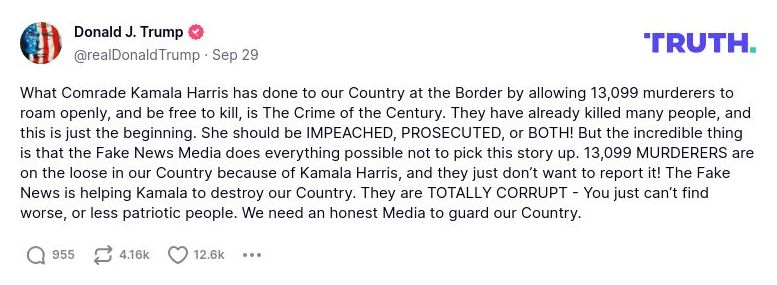 Post image from Donald Trump