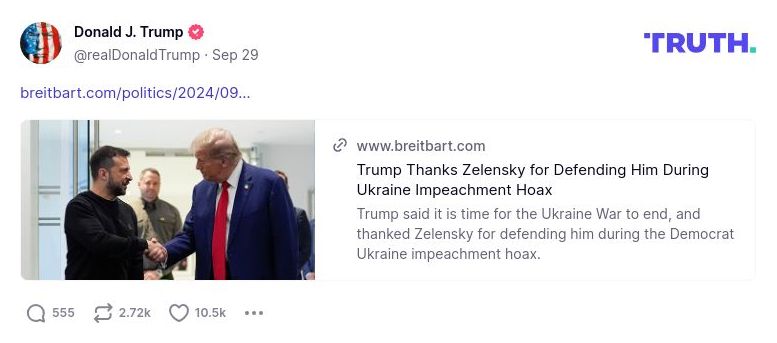 Post preview from Donald Trump