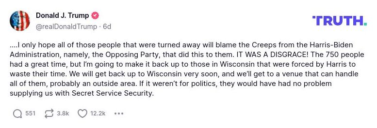 Post preview from Donald Trump