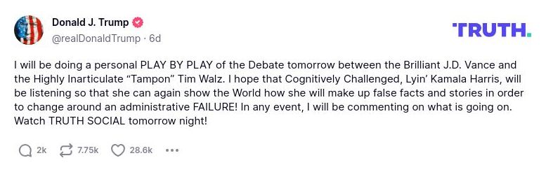 Post image from Donald Trump