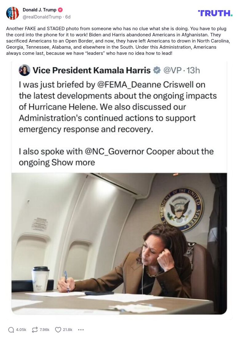 Post preview from Donald Trump