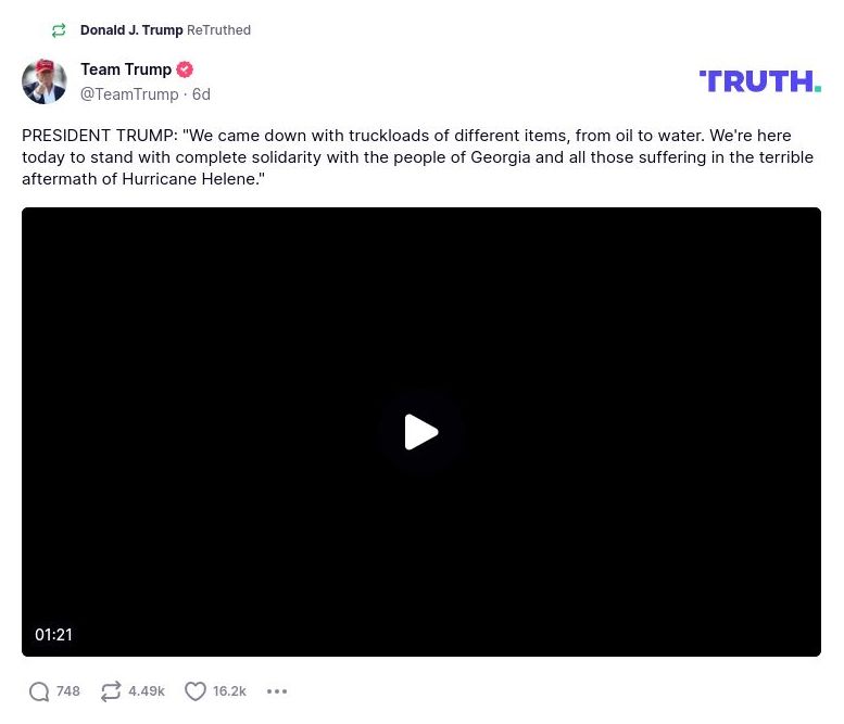 Post image from Donald Trump