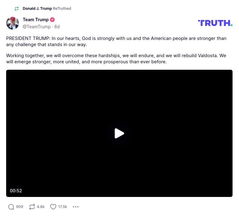 Post image from Donald Trump