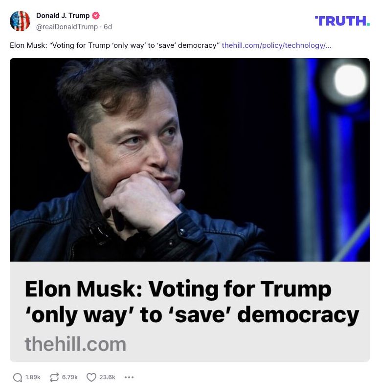 Post preview from Donald Trump