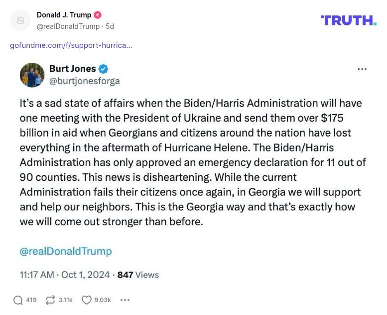 Post image from Donald Trump