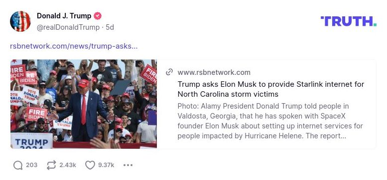 Post preview from Donald Trump