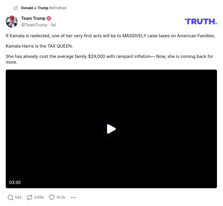 Post preview from Donald Trump