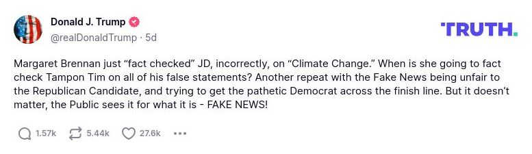 Post image from Donald Trump