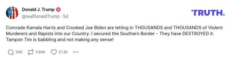 Post preview from Donald Trump