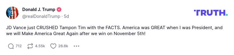 Post image from Donald Trump