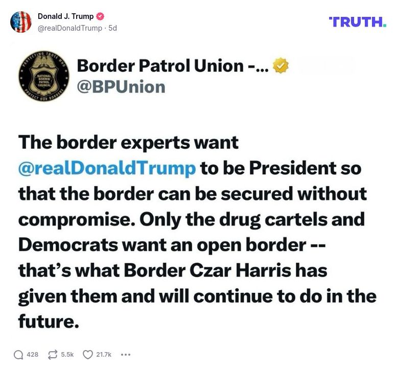 Post image from Donald Trump