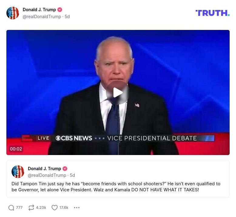 Post image from Donald Trump