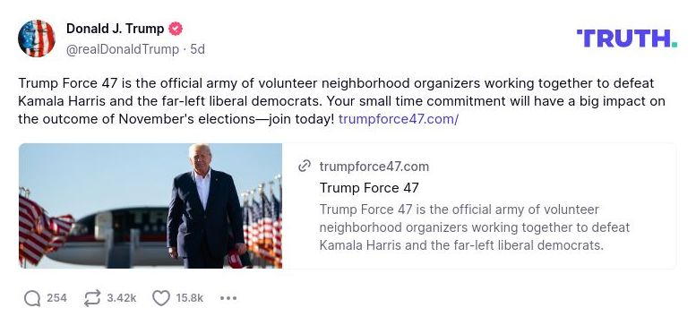 Post image from Donald Trump