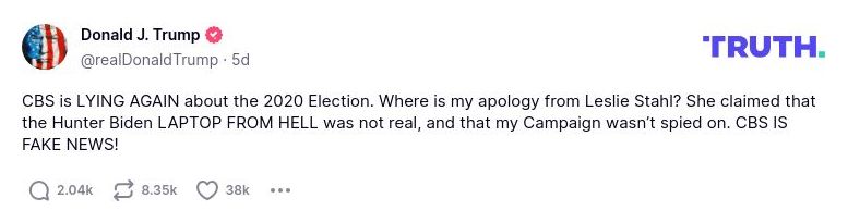 Post preview from Donald Trump