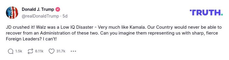 Post image from Donald Trump