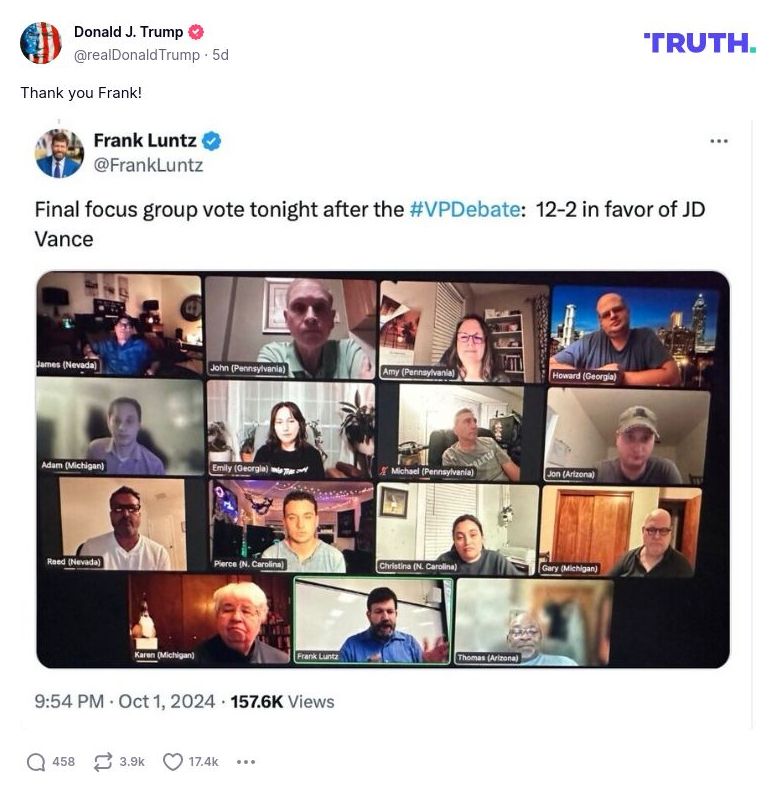 Post image from Donald Trump