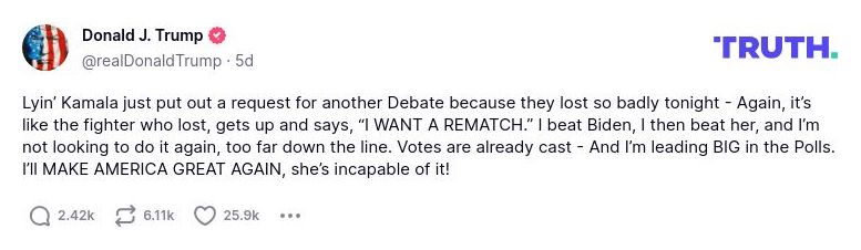 Post preview from Donald Trump