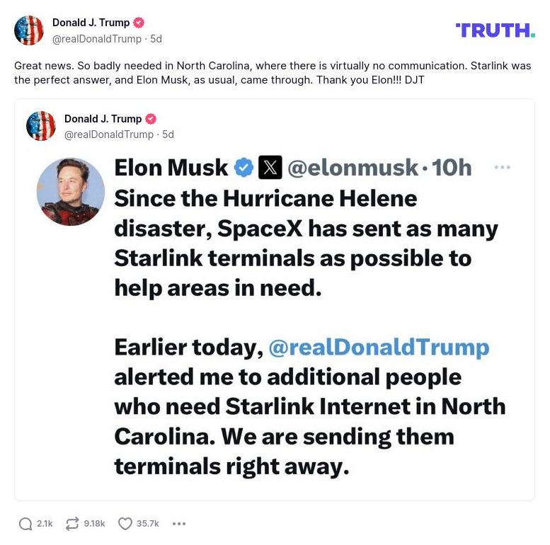 Post preview from Donald Trump