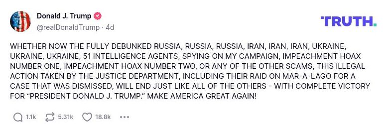 Post preview from Donald Trump