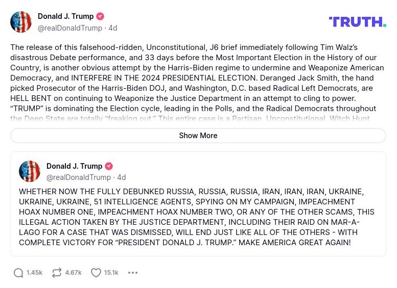 Post preview from Donald Trump