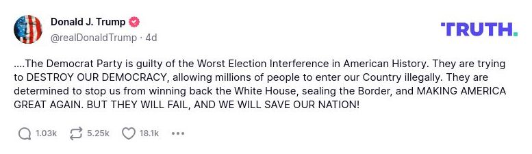 Post image from Donald Trump