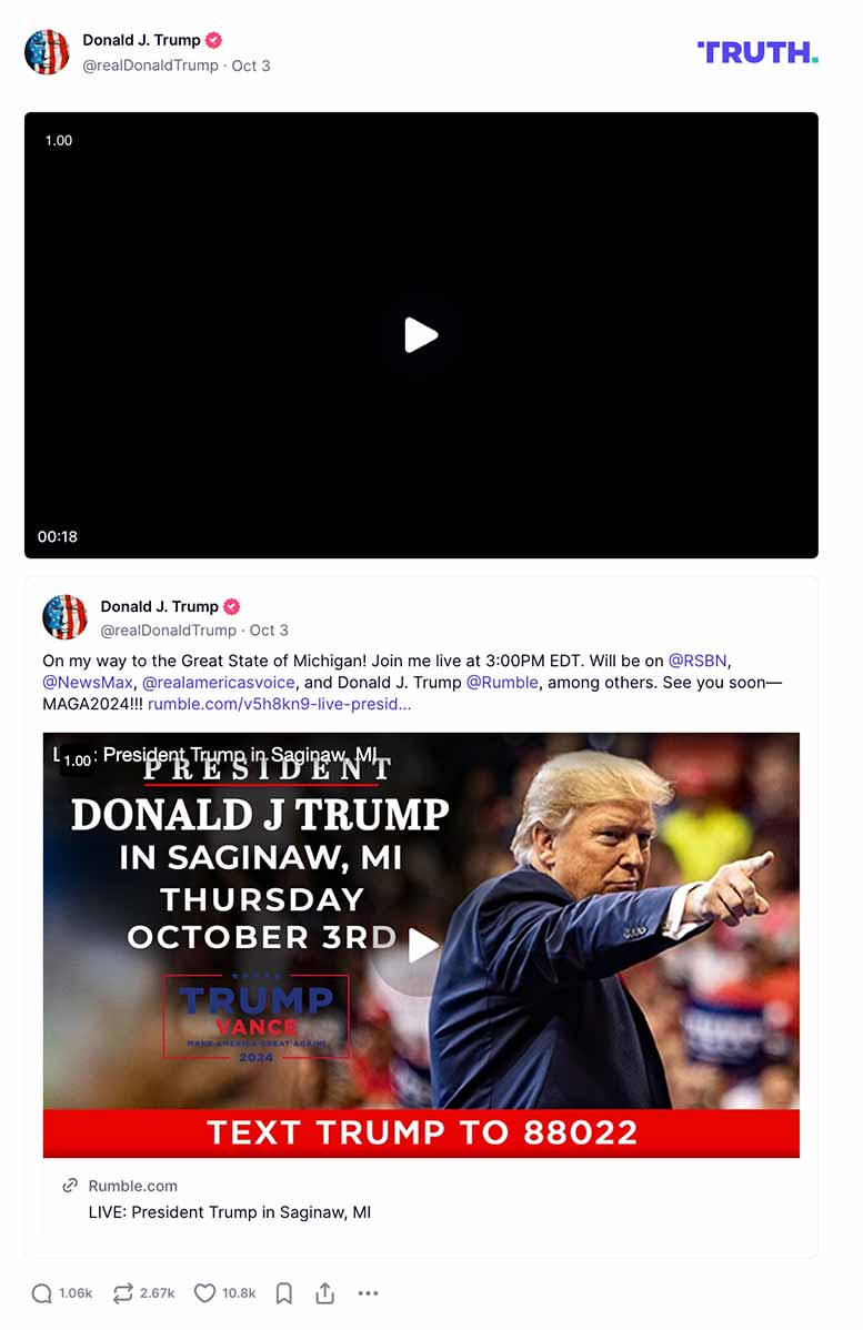 Post image from Donald Trump