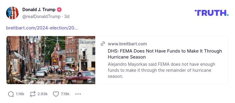 Post image from Donald Trump