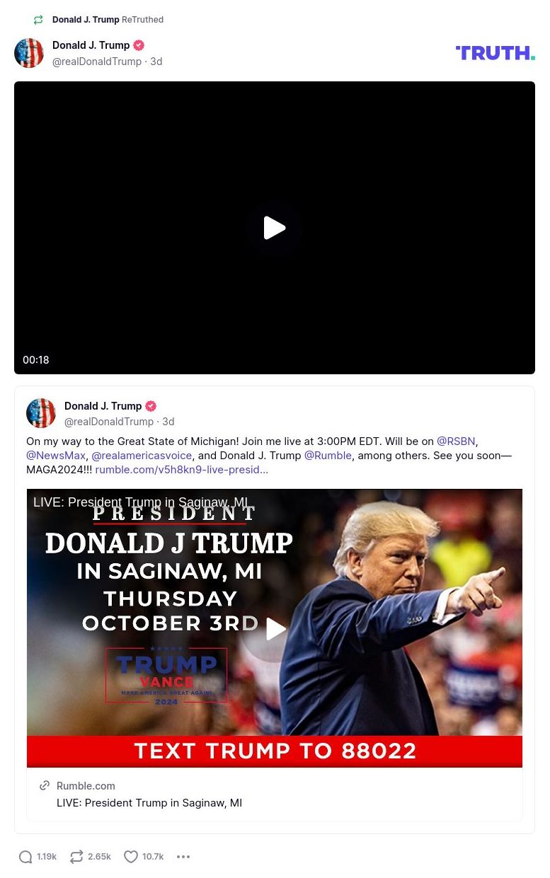 Post image from Donald Trump