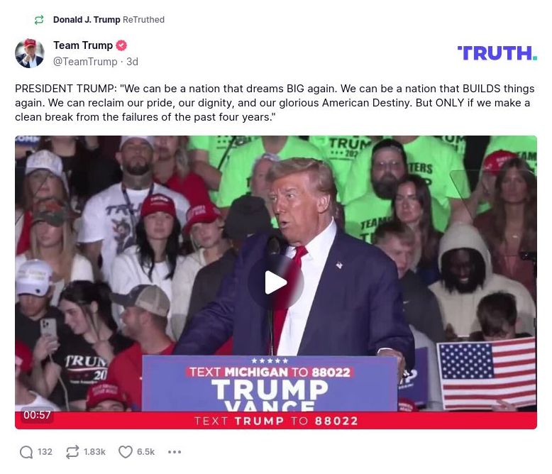 Post image from Donald Trump