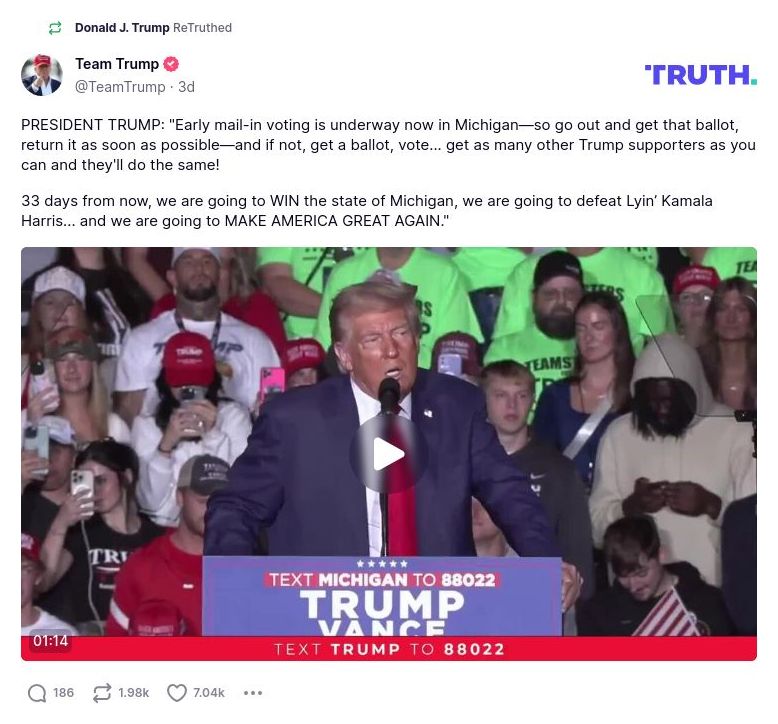 Post image from Donald Trump