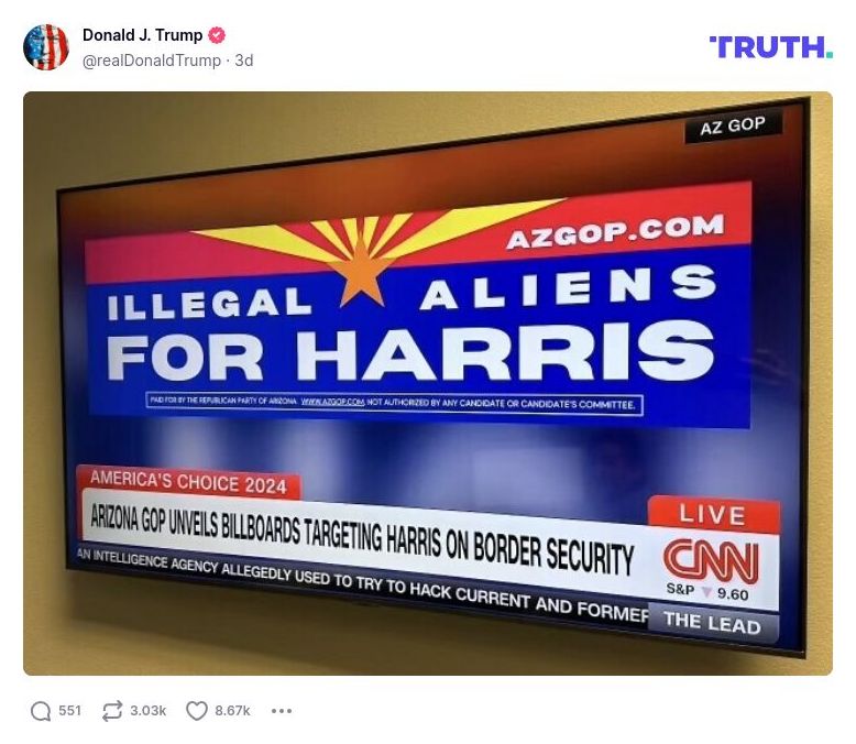 Post image from Donald Trump