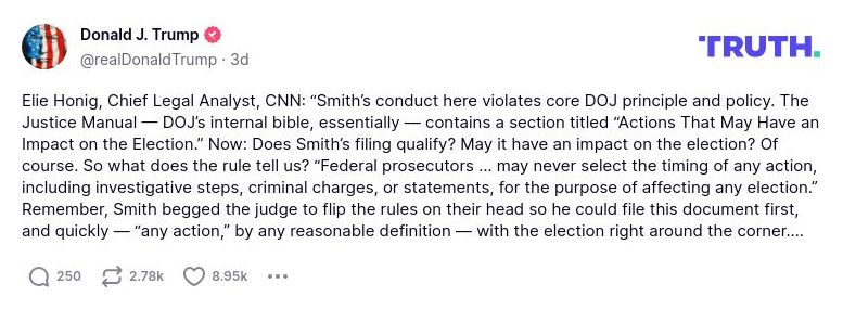 Post preview from Donald Trump