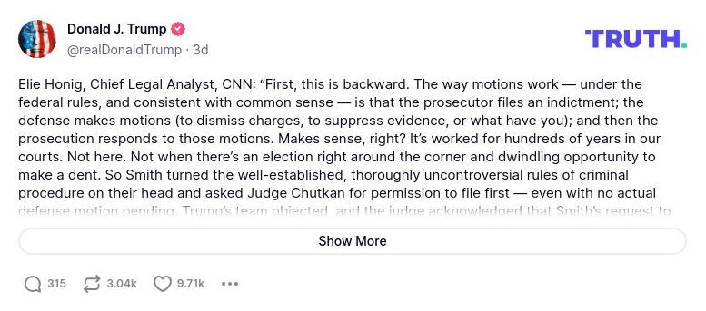 Post preview from Donald Trump