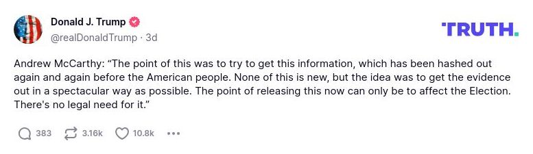 Post image from Donald Trump