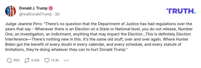 Post preview from Donald Trump