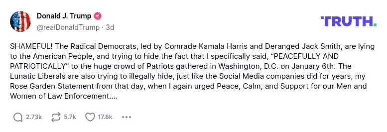 Post image from Donald Trump