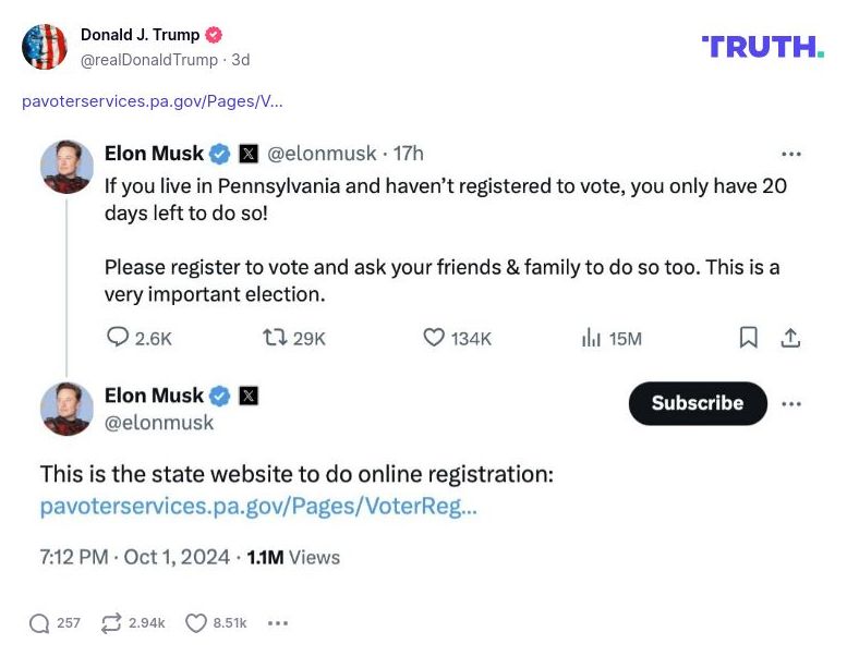 Post image from Donald Trump