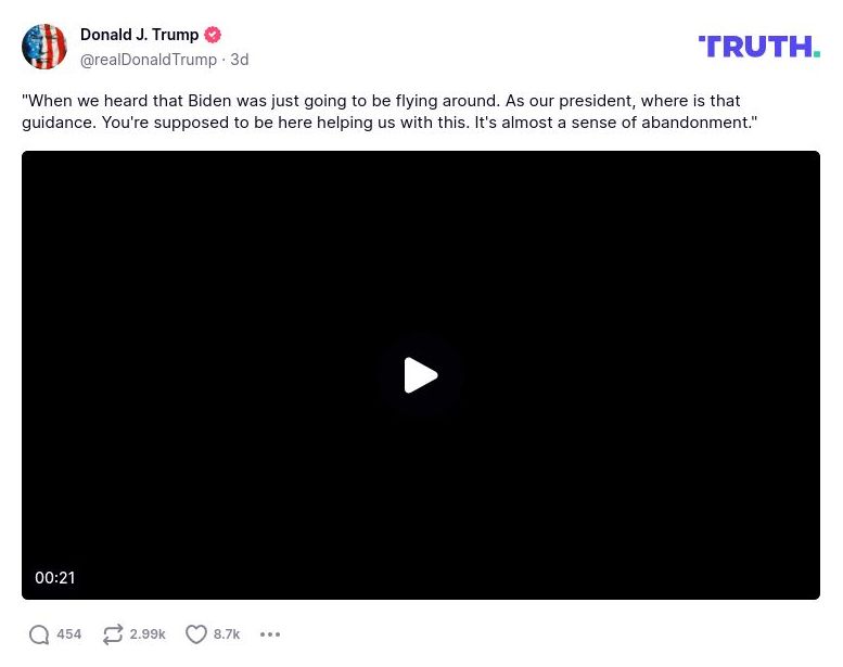 Post preview from Donald Trump