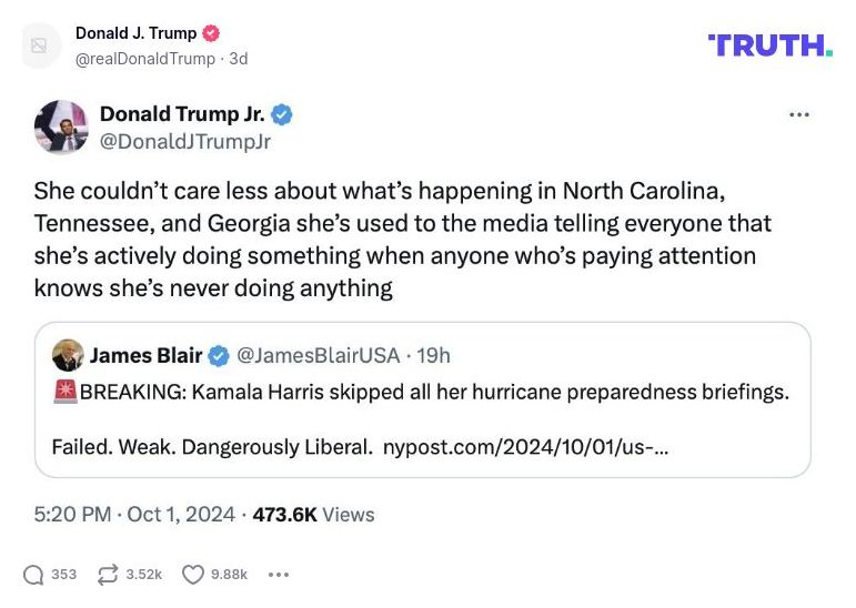 Post image from Donald Trump