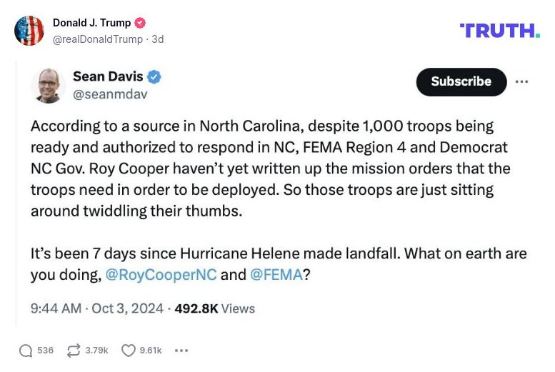 Post image from Donald Trump