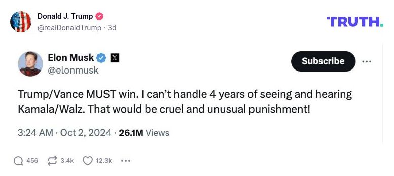 Post image from Donald Trump