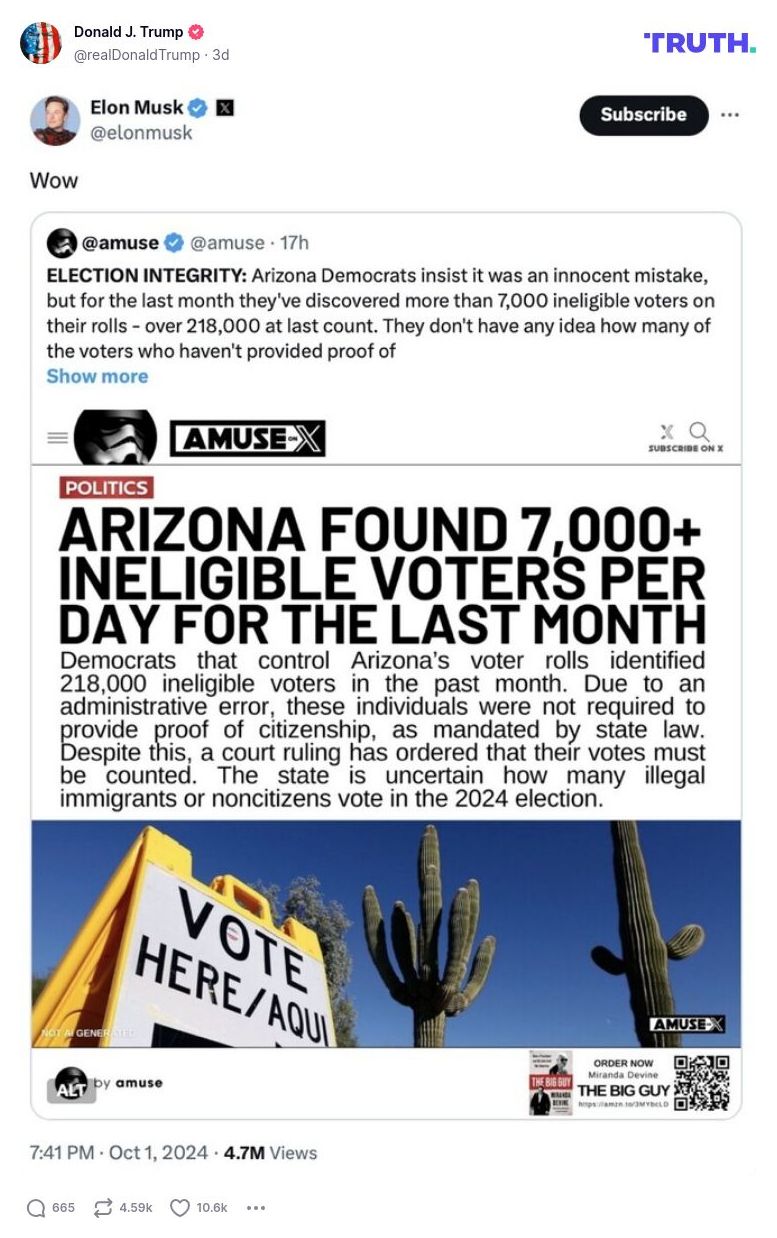 Post image from Donald Trump