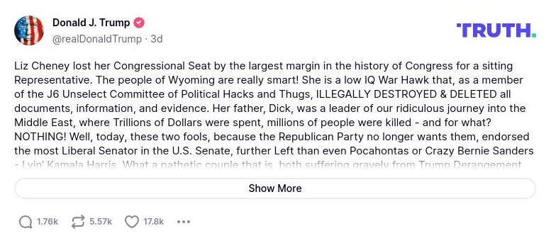 Post image from Donald Trump