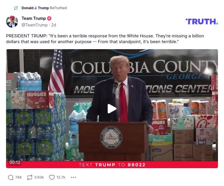 Post image from Donald Trump