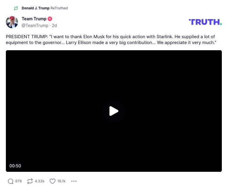 Post preview from Donald Trump