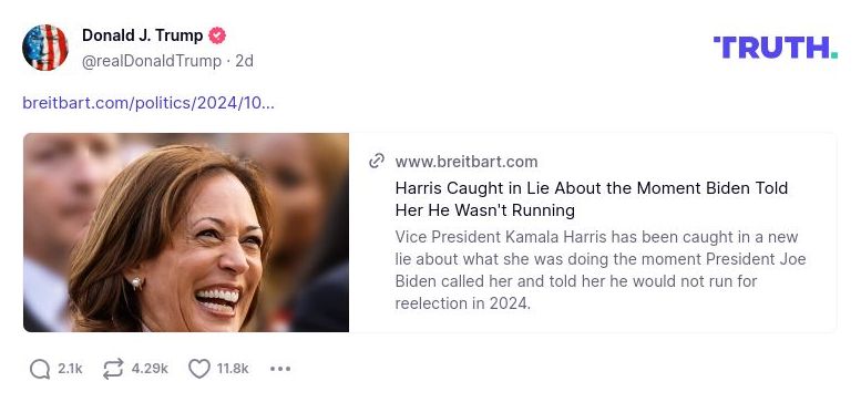 Post preview from Donald Trump