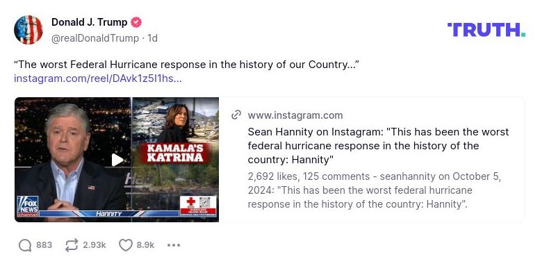 Post image from Donald Trump