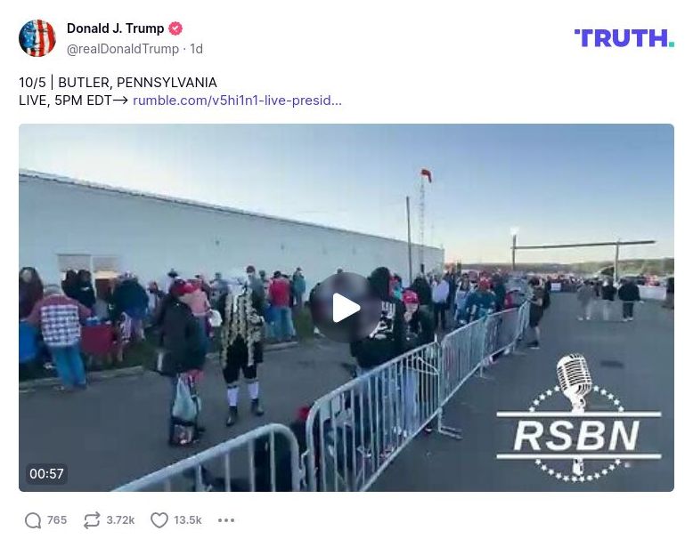 Post image from Donald Trump