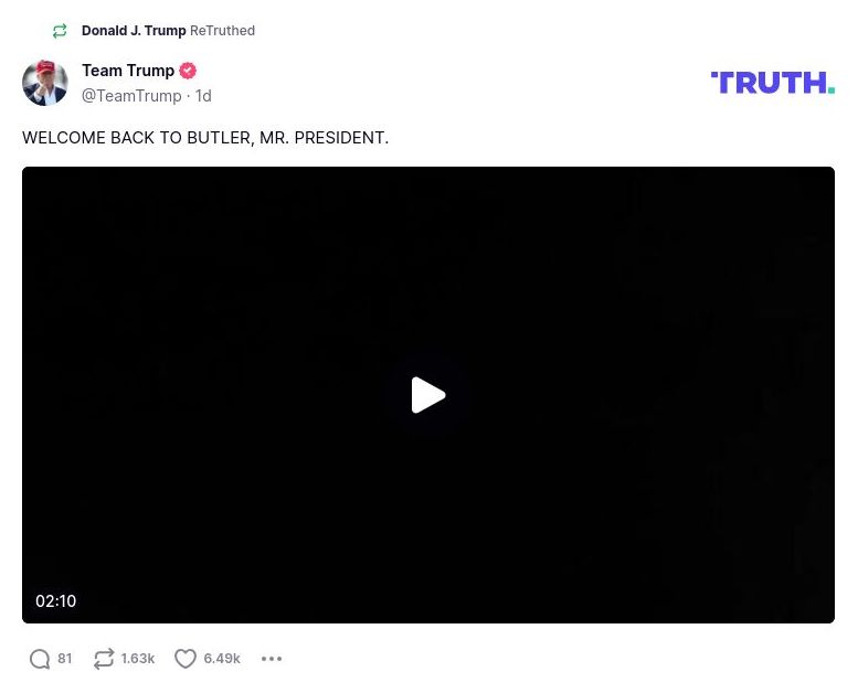 Post image from Donald Trump